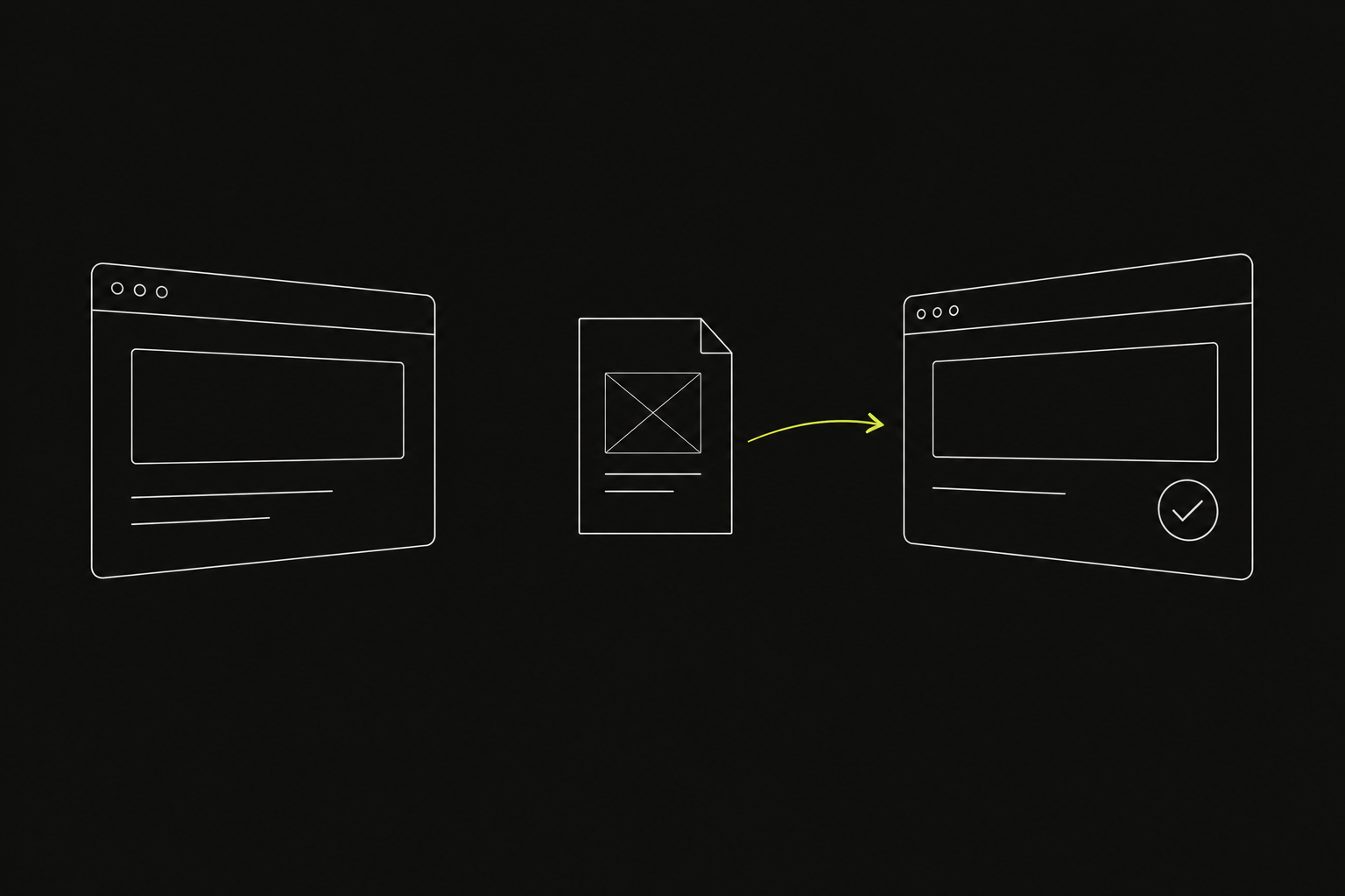 Minimal line sketch of a prototype, documentation and a delivery interface connected through the handoff